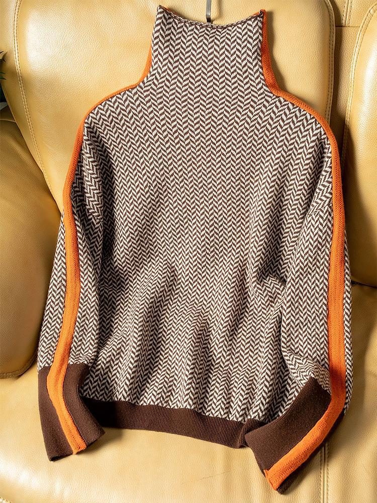 Lucía™ | Jersey de cuello alto con llamativas rayas en contraste