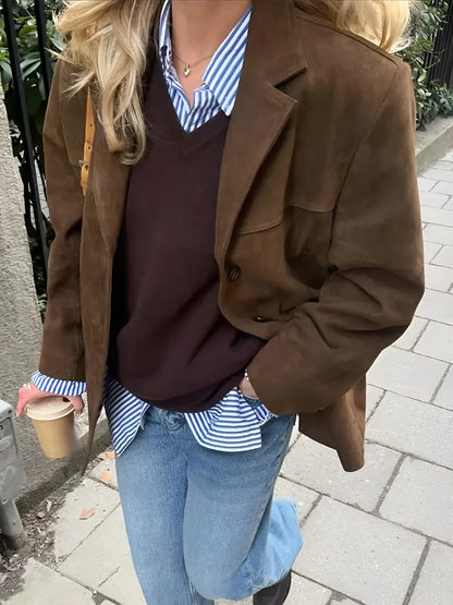 María™ | Gabardina Oversize de Lujo en Imitación de Cuero