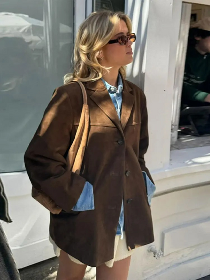 María™ | Gabardina Oversize de Lujo en Imitación de Cuero