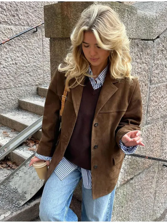 María™ | Gabardina Oversize de Lujo en Imitación de Cuero