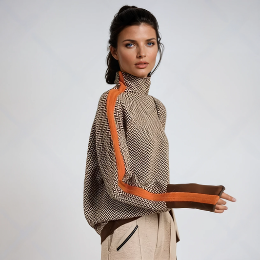 Lucía™ | Jersey de cuello alto con llamativas rayas en contraste
