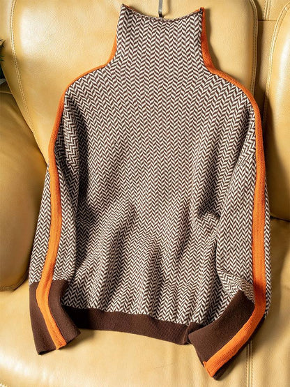 Lucía™ | Jersey de cuello alto con llamativas rayas en contraste