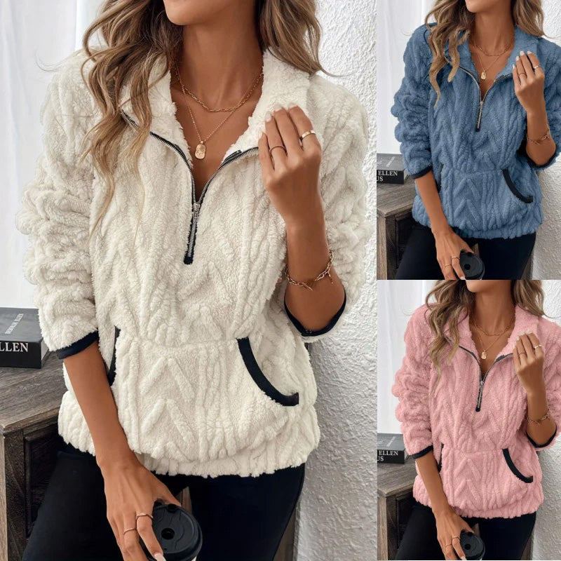 Claudia™ | Sudadera de media cremallera con bolsillo acolchado