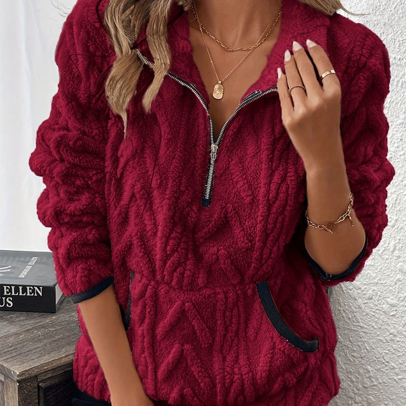 Claudia™ | Sudadera de media cremallera con bolsillo acolchado