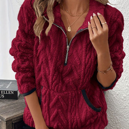 Claudia™ | Sudadera de media cremallera con bolsillo acolchado